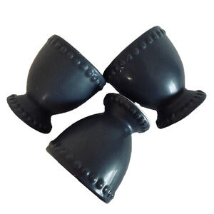 Egg Cup Holder, Blue/Grey Ceramic Set of 3, Embossed Decorative Rim, China